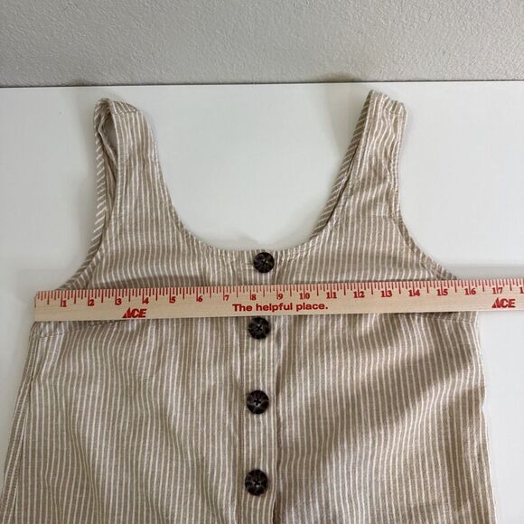 Marine Layer size S Hemp Tencel Blend Romper Pants Tan White Striped Womens - Picture 8 of 13